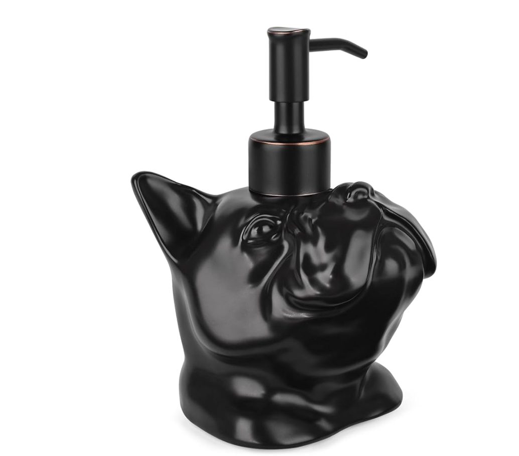 Newhengs Black French Bulldog soap dispenser