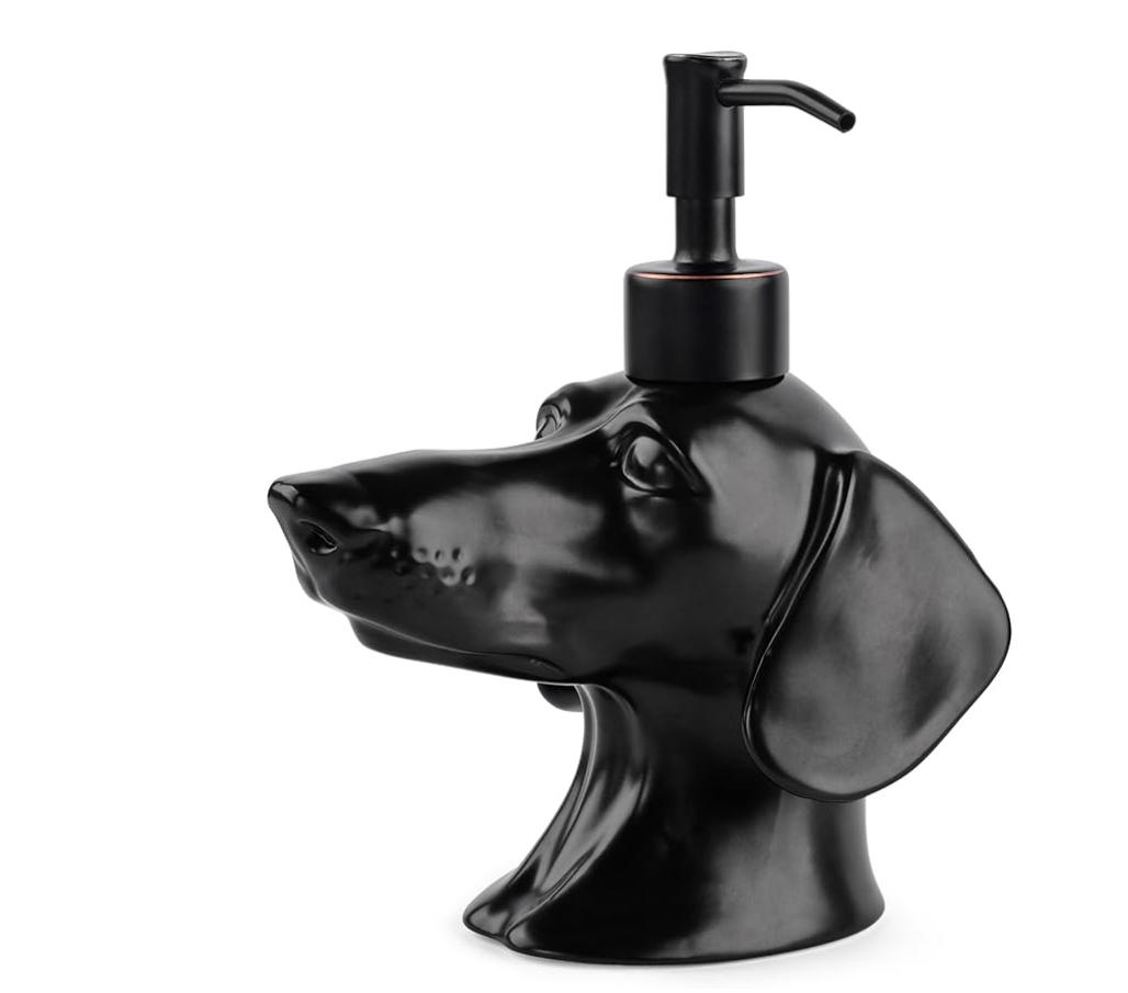 Newhengs Black Dachshund soap dispenser