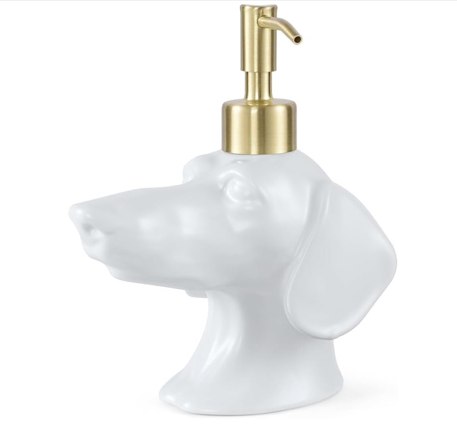 Newhengs White Dachshund soap dispenser