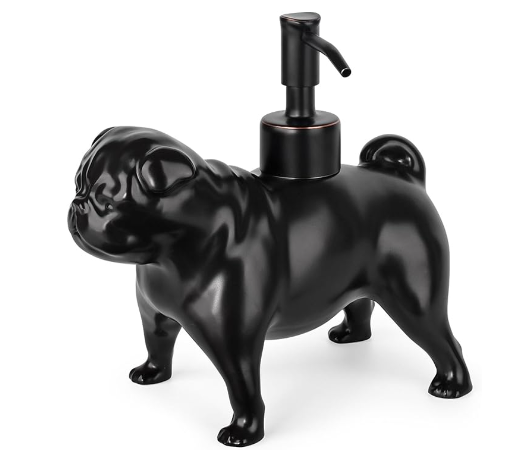 Newhengs Black Pug soap dispenser