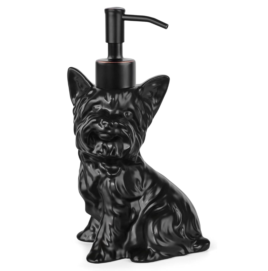 Newhengs Black Yorkshire Terrier soap dispenser